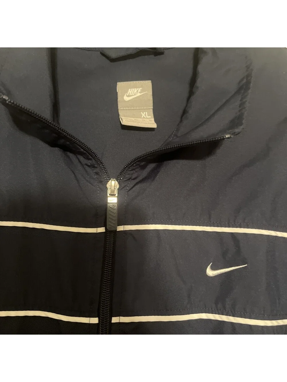 Nike Men's Size XL Navy Blue White Lightweight Windbreaker Jacket Full Zip Clean